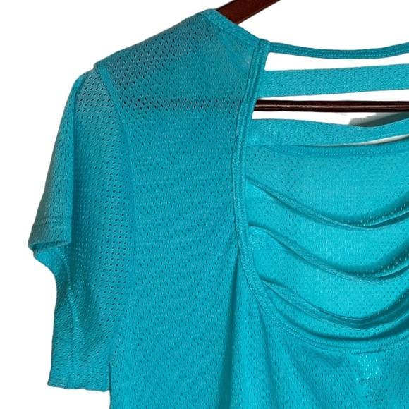 Athletic Works Turquoise Strappy Back Mesh Short Sleeve T-Shirt Extra Large XL - Picture 10 of 16